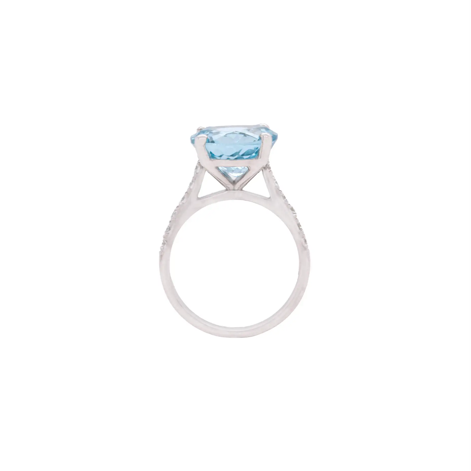 5.14ct Round Aquamarine and Diamond 18 Carat White Gold Engagement Ring