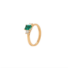 0.57ct Colombian Emerald & Diamond 18K Yellow Gold Three-Stone Engagement Ring