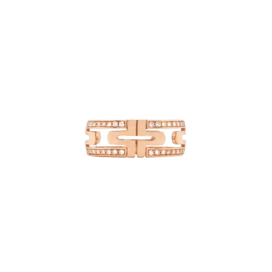 Bvlgari Parentesi Diamond and 18 Carat Rose Gold Open Work Band Ring