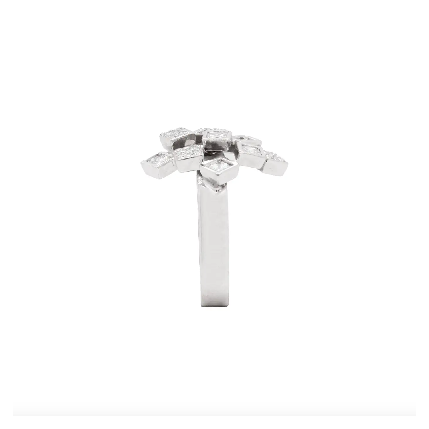 Diamond and 18 Carat White Gold Open Work Abstract Cocktail Ring