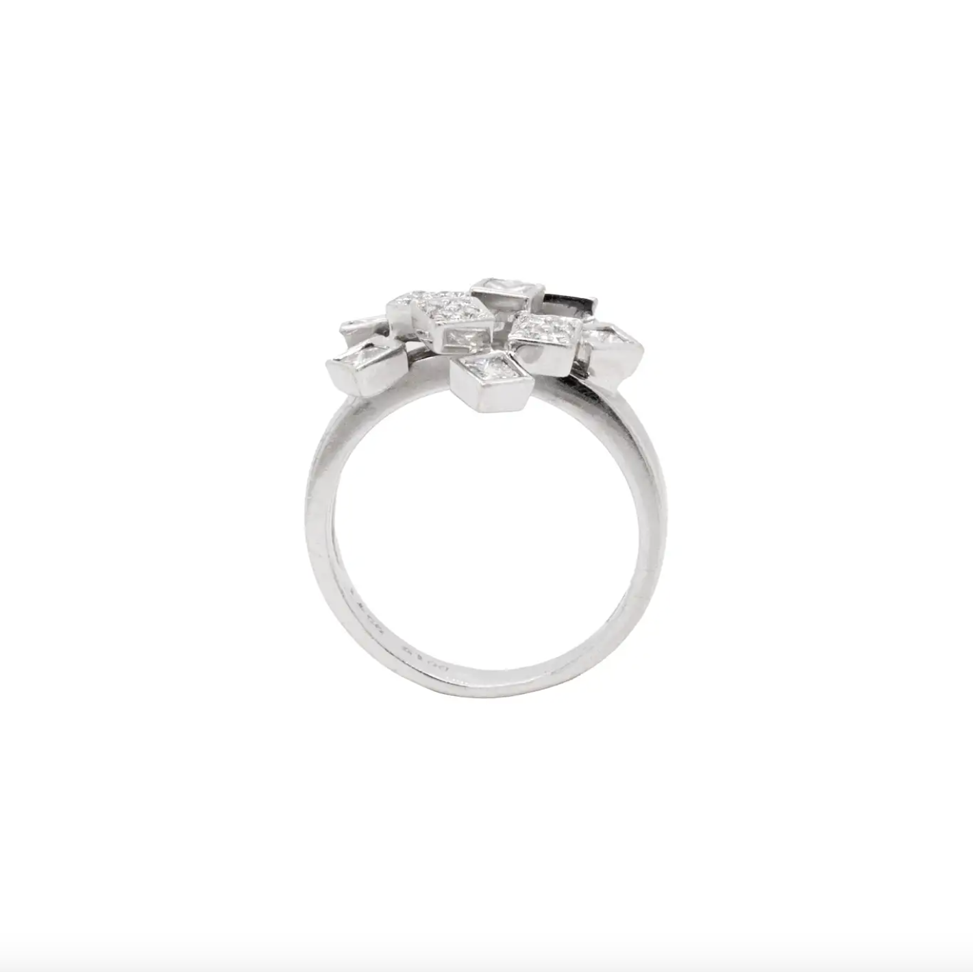 Diamond and 18 Carat White Gold Open Work Abstract Cocktail Ring