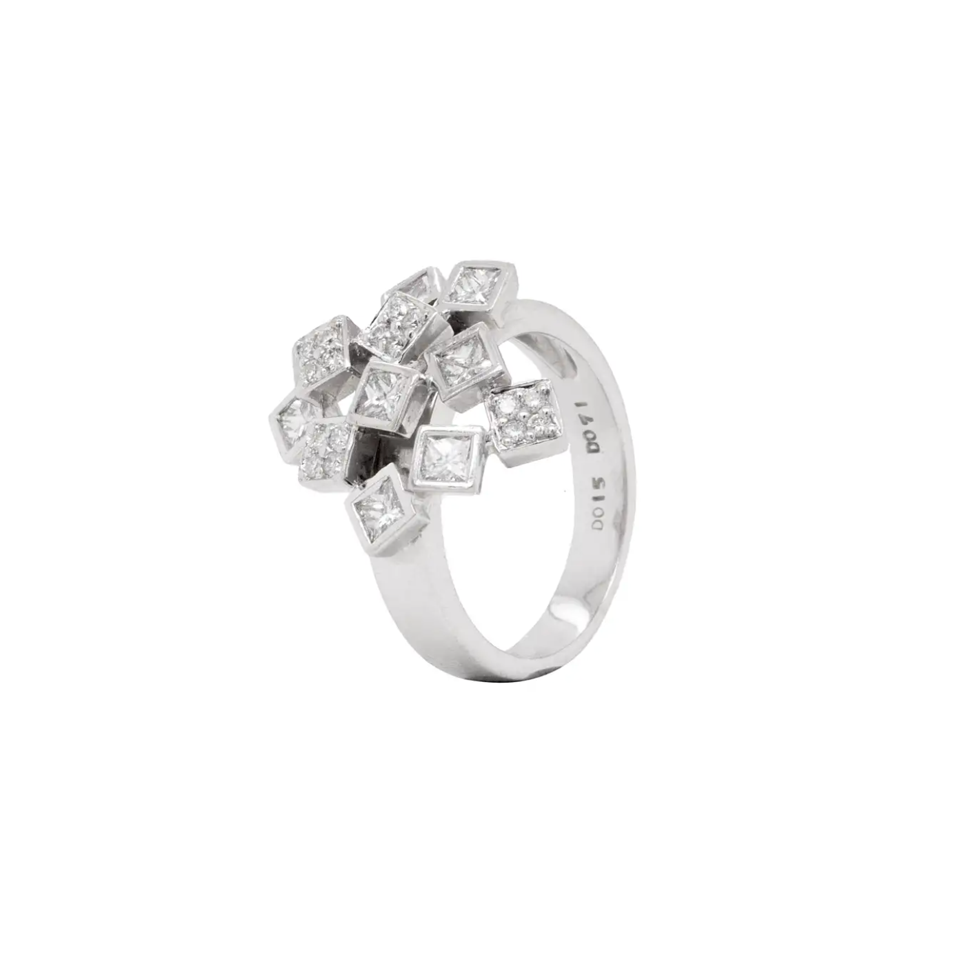 Diamond and 18 Carat White Gold Open Work Abstract Cocktail Ring