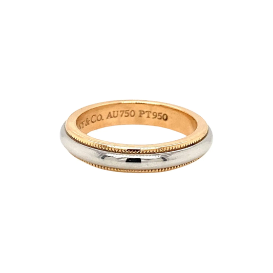 Tiffany & Co. Together Platinum & 18K Yellow Gold Two Tone Milgrain Wedding Band