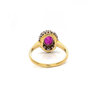 Oval Ruby and Diamond 18 Carat White and Yellow Gold Cluster Engagement Ring