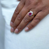 Oval Ruby and Diamond 18 Carat White and Yellow Gold Cluster Engagement Ring
