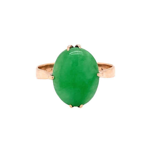 Cabochon Jadeite and 9 Carat Rose Gold Vintage Dress Ring