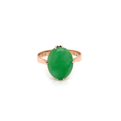 Cabochon Jadeite and 9 Carat Rose Gold Vintage Dress Ring