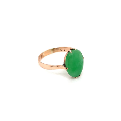 Cabochon Jadeite and 9 Carat Rose Gold Vintage Dress Ring