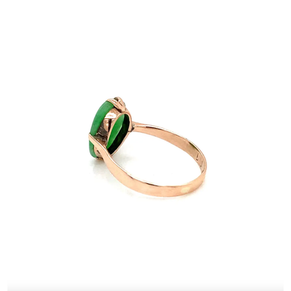 Cabochon Jadeite and 9 Carat Rose Gold Vintage Dress Ring