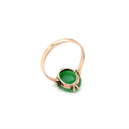 Cabochon Jadeite and 9 Carat Rose Gold Vintage Dress Ring