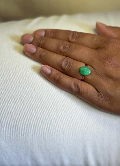 Cabochon Jadeite and 9 Carat Rose Gold Vintage Dress Ring