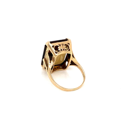 Smoky Quartz and 9 Carat Yellow Gold Vintage Cocktail Ring