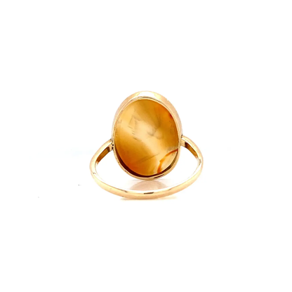 Carnelian Intaglio and 9 Carat Yellow Gold Vintage Signet Ring