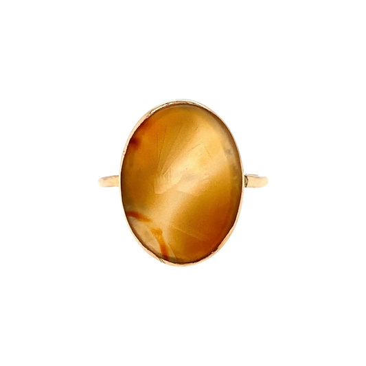 Carnelian Intaglio and 9 Carat Yellow Gold Vintage Signet Ring