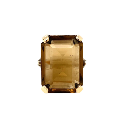 Smoky Quartz and 9 Carat Yellow Gold Vintage Cocktail Ring
