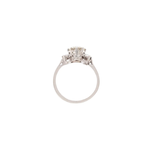 18ct White Gold and Platinum 1960s 1.32ct Diamond Cluster Engagement Ring