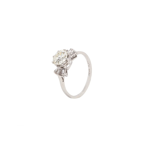 18ct White Gold and Platinum 1960s 1.32ct Diamond Cluster Engagement Ring