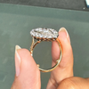 Old Mine Cut Diamond 18 Carat and Platinum Marquise Shape Cluster Ring, c1910