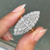 Old Mine Cut Diamond 18 Carat and Platinum Marquise Shape Cluster Ring, c1910