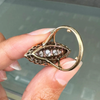 Old Mine Cut Diamond 18 Carat and Platinum Marquise Shape Cluster Ring, c1910