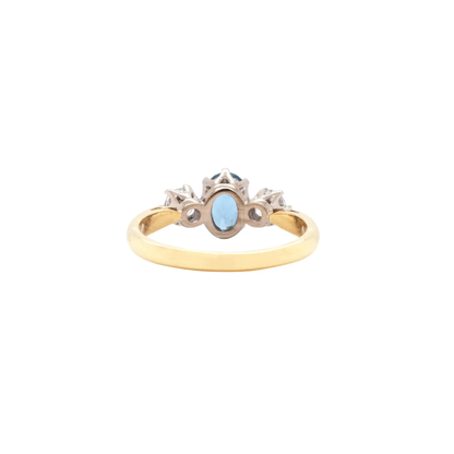 Aquamarine and Diamond 18 Carat White & Yellow Gold Three-Stone Engagement Ring