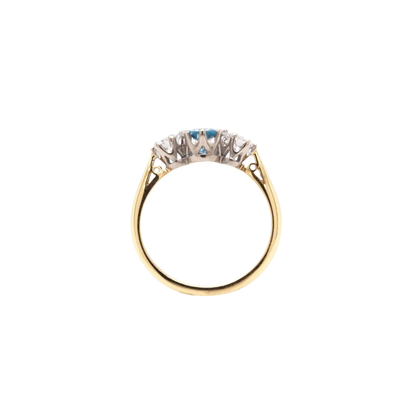 Aquamarine and Diamond 18 Carat White & Yellow Gold Three-Stone Engagement Ring