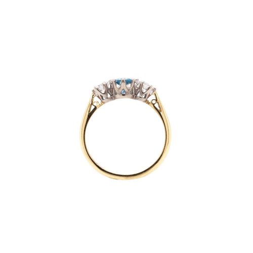 Aquamarine and Diamond 18 Carat White & Yellow Gold Three-Stone Engagement Ring