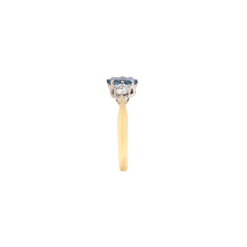 Aquamarine and Diamond 18 Carat White & Yellow Gold Three-Stone Engagement Ring