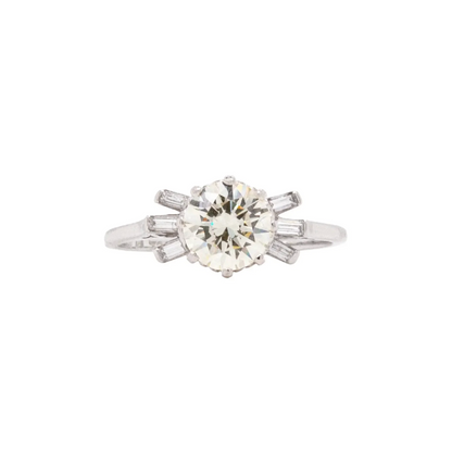 18ct White Gold and Platinum 1960s 1.32ct Diamond Cluster Engagement Ring