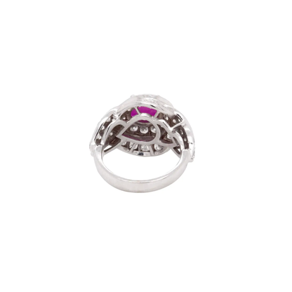 1.36ct Oval Ruby and Diamond 18 Carat White Gold Cocktail Cluster Ring