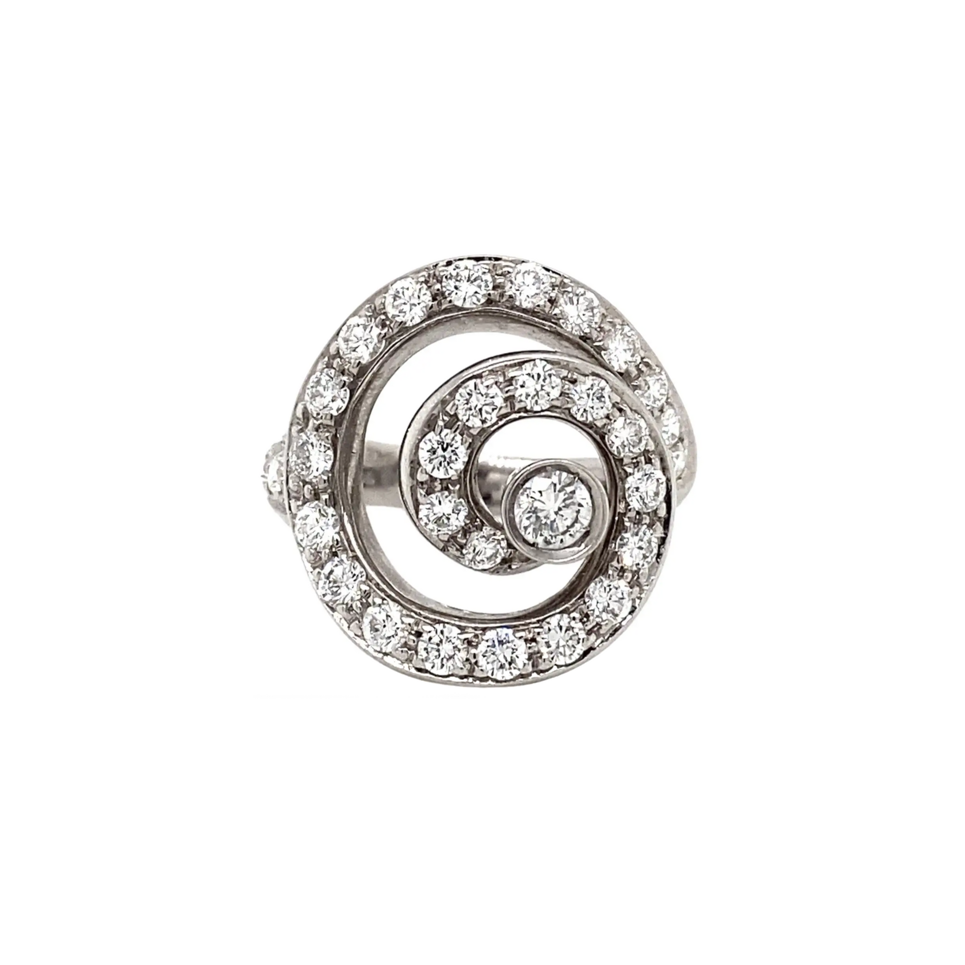 Asprey Diamond and 18 Carat White Gold Swirl Cocktail Ring