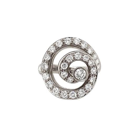 Asprey Diamond and 18 Carat White Gold Open Work Swirl Cocktail Ring