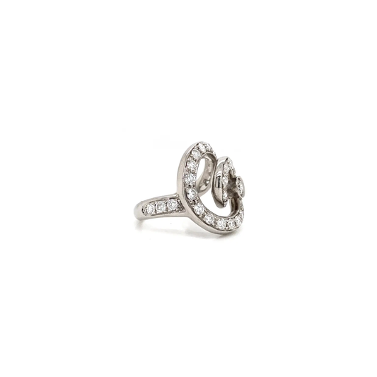 Asprey Diamond and 18 Carat White Gold Open Work Swirl Cocktail Ring