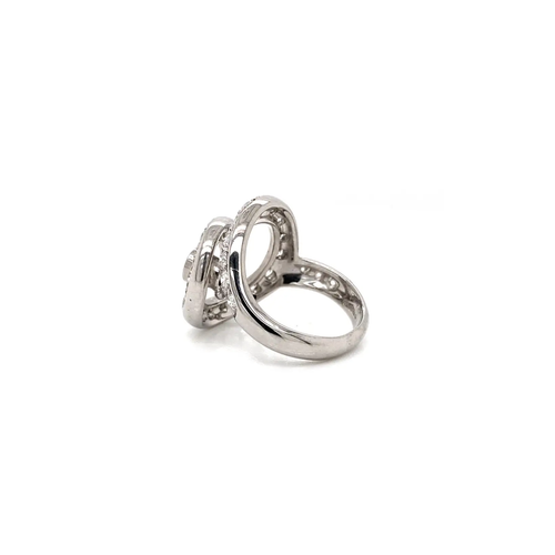 Asprey Diamond and 18 Carat White Gold Swirl Cocktail Ring side view inside detail
