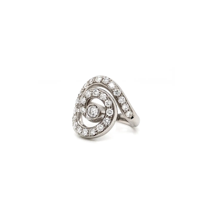 Asprey Diamond and 18 Carat White Gold Swirl Cocktail Ring