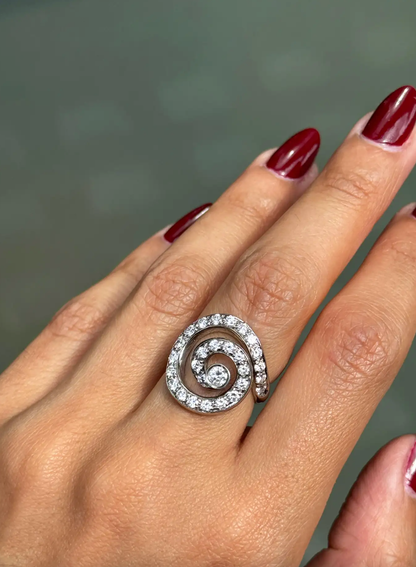 Asprey Diamond and 18 Carat White Gold Swirl Cocktail Ring