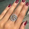 lady wearing Asprey Diamond and 18 Carat White Gold Swirl Cocktail Ring side view
