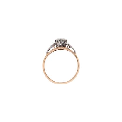 Transitional Cut Diamond 18K White Gold & Platinum Engagement Ring, c.1950's