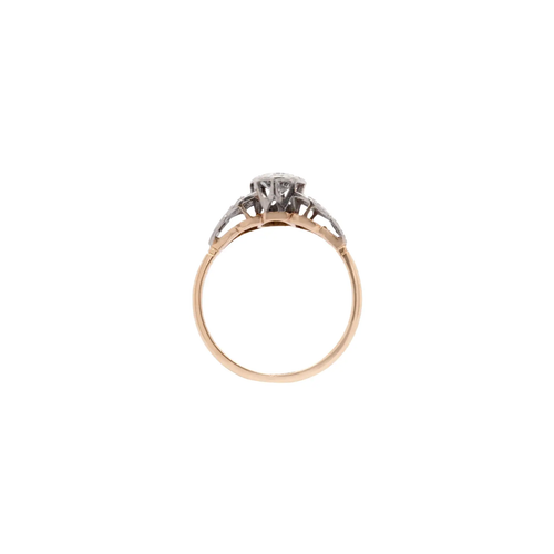 Transitional Cut Diamond 18K White Gold & Platinum Engagement Ring, c.1950's