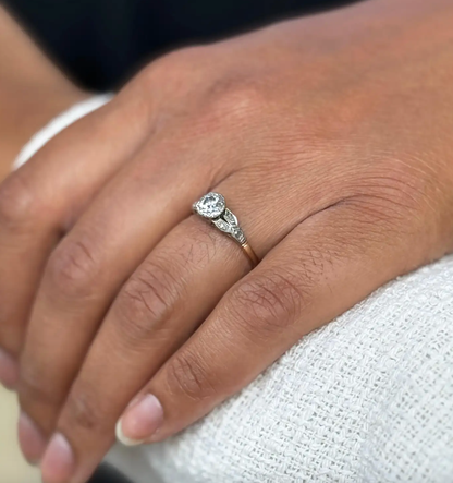 Transitional Cut Diamond 18K White Gold & Platinum Engagement Ring, c.1950's