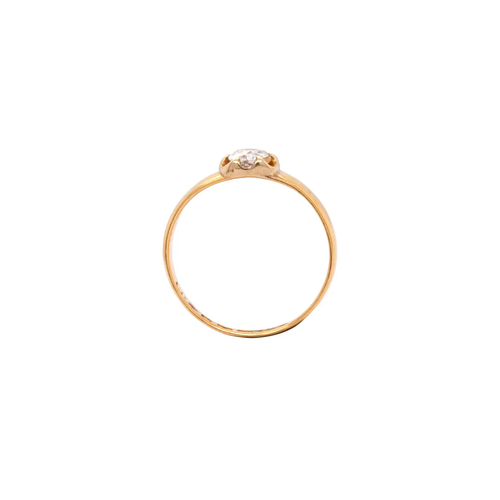 side view Antique Old Mine Cut Diamond and 22 Carat Yellow Gold Solitaire Engagement Ring