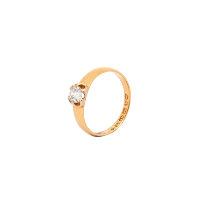 hallmarks on Antique Old Mine Cut Diamond & 22 Carat Yellow Gold Solitaire Engagement Ring
