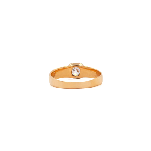 setting detail Antique Old Mine Cut Diamond and 22 Carat Yellow Gold Solitaire Engagement Ring