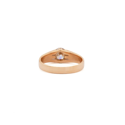 Old Mine Cut Diamond and 18 Carat Yellow Gold Solitaire Ring