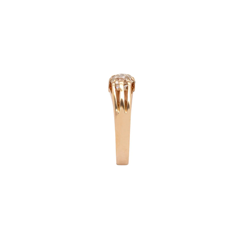 Old Mine Cut Diamond and 18 Carat Yellow Gold Solitaire Ring