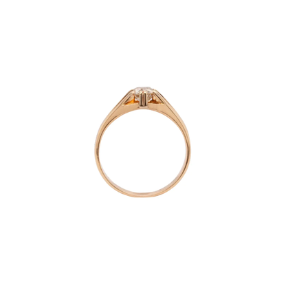 Old Mine Cut Diamond and 18 Carat Yellow Gold Solitaire Ring