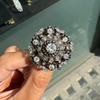 Victorian Old Mine Cut Diamond Silver on Gold Round Cluster Antique Brooch