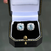2.17 Carat Aquamarine and Diamond Cluster Stud Earrings in Palladium