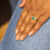 Antique 0.95 Carat Emerald and Diamond Three Stone Platinum Ring