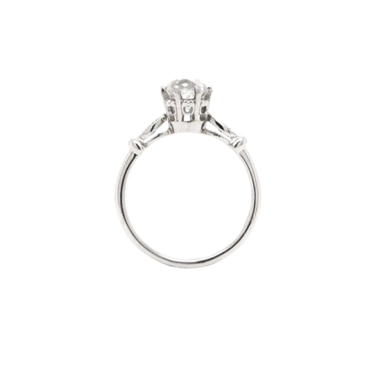 1.28ct Old Mine Cut Diamond Platinum Engagement Ring